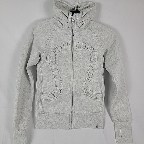 Lululemon Women’s Cuddle Up Heathered White Jacket Zip Up Sz 4 - Picture 1 of 7